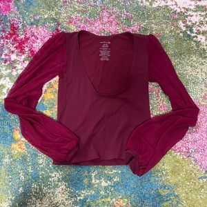 Free people intimately Lost in Love seamless cami ribbed mesh long sleeve top